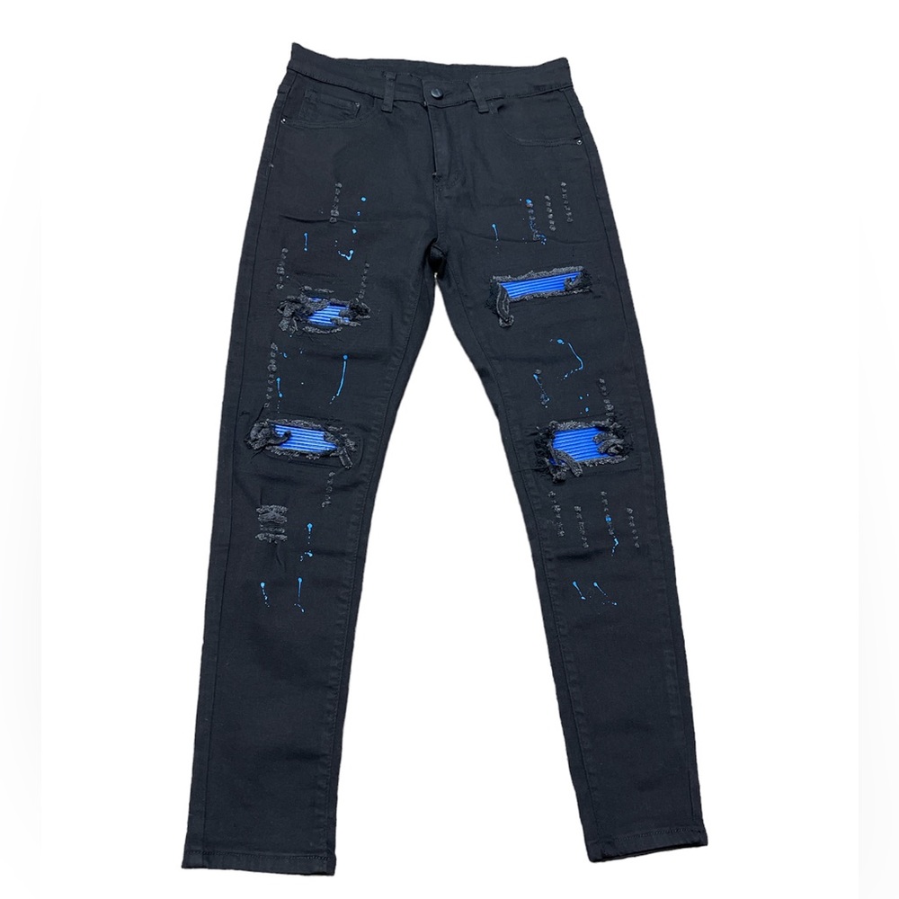 Men’s Shein black and blue ripped jeans 30x30 brand new never worn